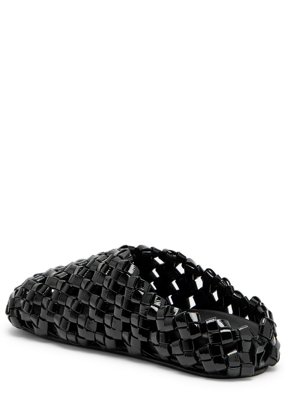 A.W.A.K.E Mode Woven Patent Leather Mules Black