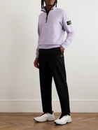Stone Island - Logo-Appliquéd Garment-Dyed Cotton-Jersey Half-Zip Sweatshirt - Purple