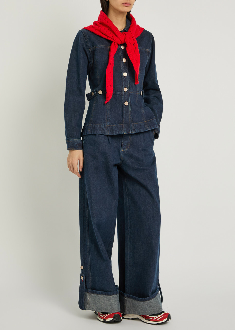 Damson Madder Darbie Panelled Denim Shirt Dark Blue