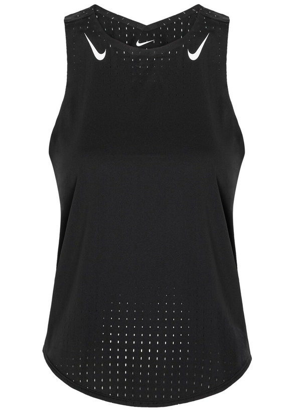 Photo: Nike Aeroswift Dri-fit Adv Perforated Jersey Running Vest Black And White