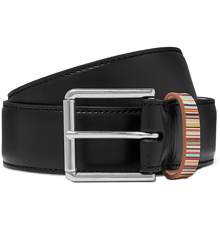 Photo: Paul Smith - 4cm Black Stripe-Trimmed Leather Belt - Men - Black