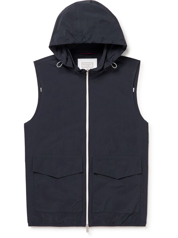 Photo: Brunello Cucinelli - Nylon Hooded Gilet - Blue