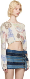 Guess Jeans U.S.A. Off-White Printed Sweater