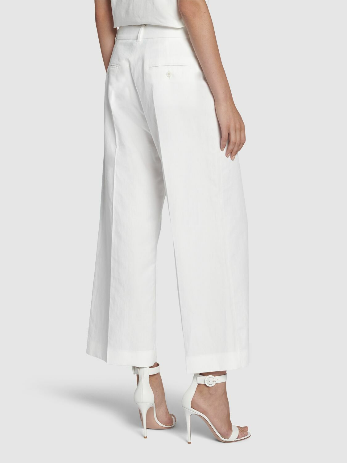 WEEKEND MAX MARA Zircone Cotton & Linen Canvas Wide Pants