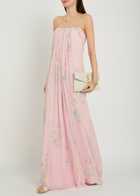 Loveshackfancy Emara Floral Strapless Chiffon Maxi Dress Pink
