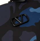 Valentino - Valentino Garavani Logo-Appliquéd Camouflage-Print Canvas Pouch - Blue