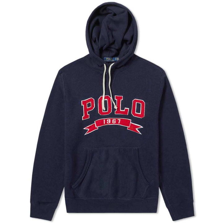 Photo: Polo Ralph Lauren Varsity Applique Logo Popover Hoody Blue