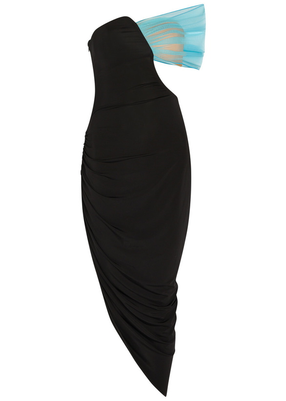 Photo: Nensi Dojaka Asymmetric Stretch-jersey Midi Dress Black
