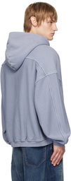 Alexander Wang Blue Oversize Star Logo-Print Zip-Up Hoodie