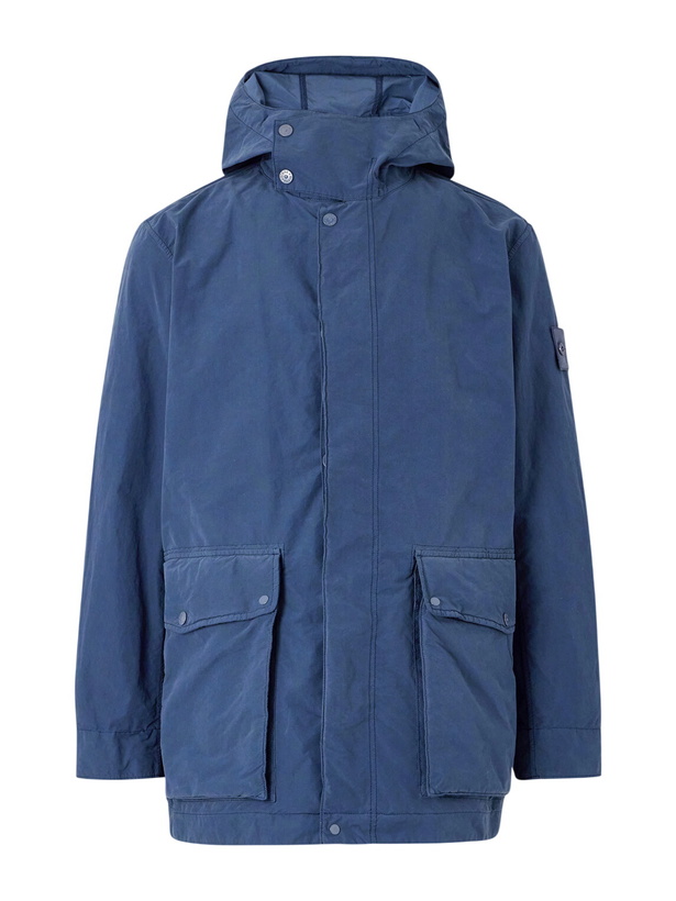 Photo: Stone Island - STONE ISLAND GHOST David Garment-Dyed Canvas Hooded Parka - Blue