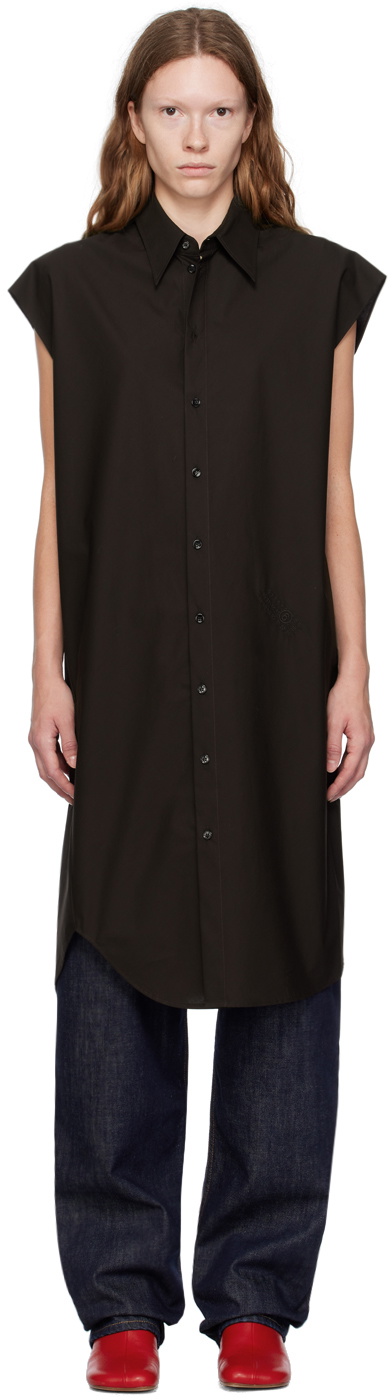 MM6 Maison Margiela Brown Button Midi Dress MM6 Maison Margiela