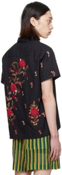 HARAGO Black Floral Shirt