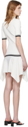 Off-White White Rib Viscose Knit Polo Minidress