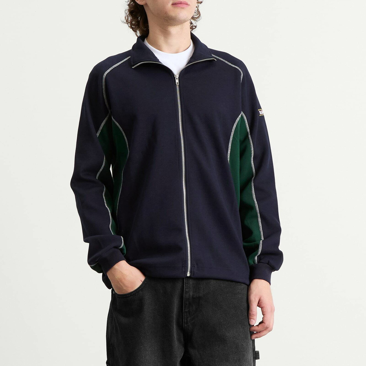 Butter Goods Men's Warped Track Jacket in Navy