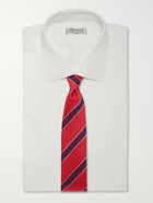 CHARVET - 7.5cm Striped Silk and Linen-Blend Tie - Red