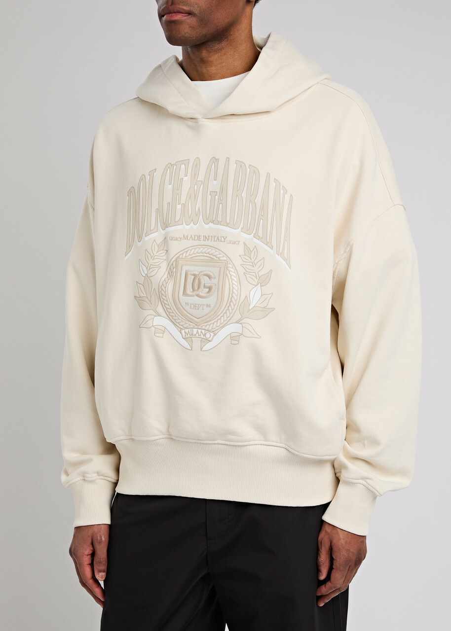Dolce & Gabbana Logo Hooded Cotton Sweatshirt White