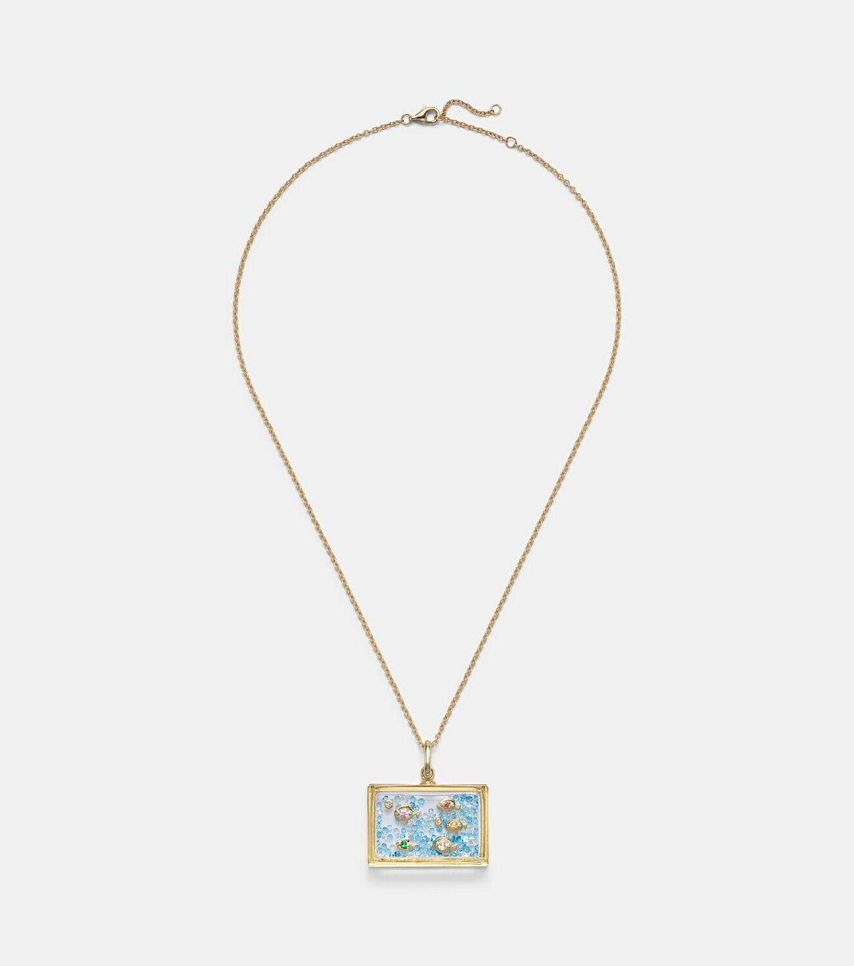 Yvonne Léon L'Acquarium 9kt gold pendant necklace with gemstones
