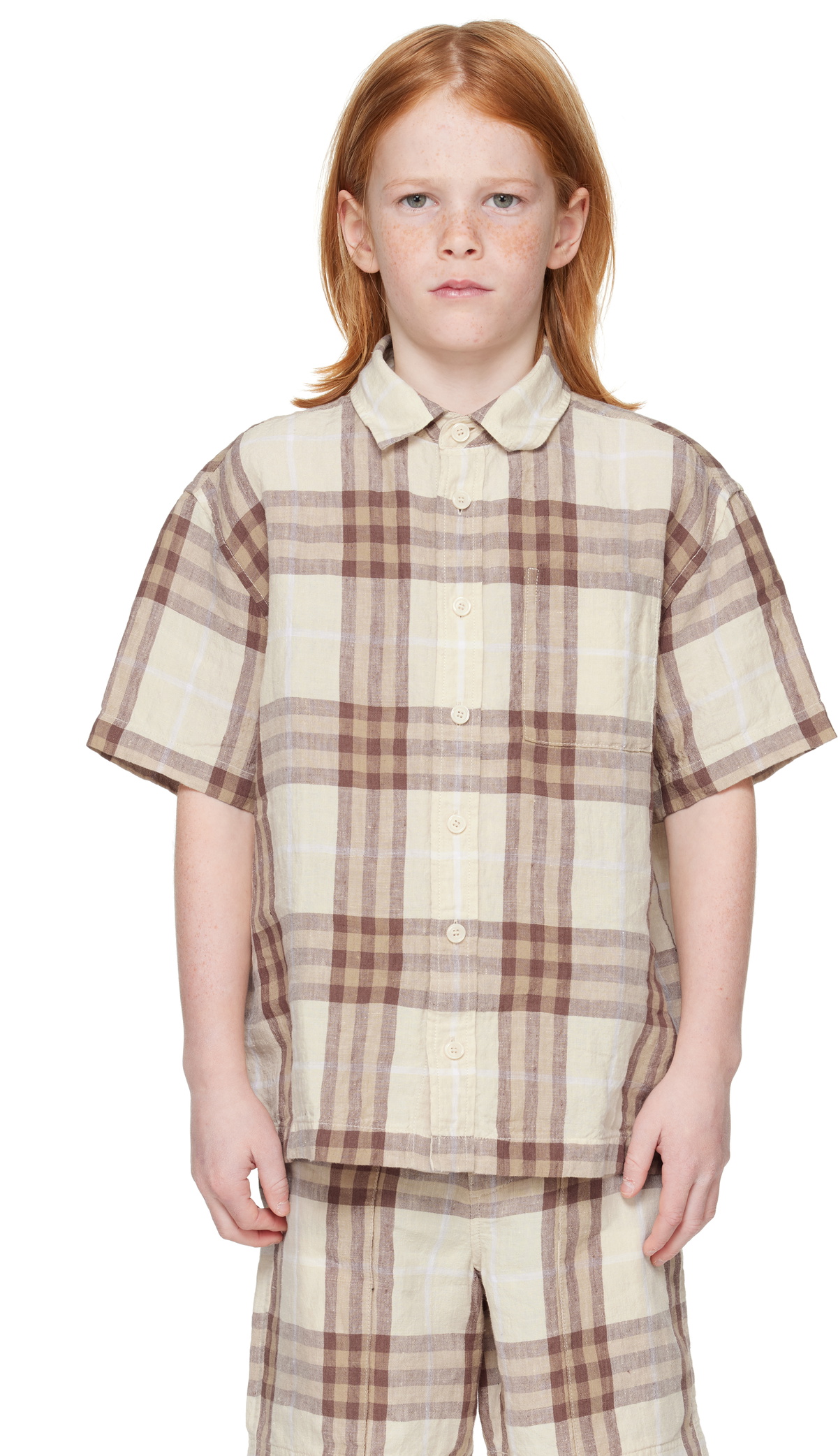 Authentic Burberry Children Boys Nova Check Plaid Button