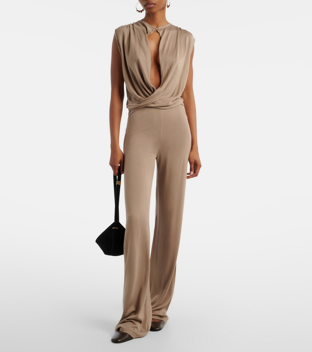 Aya Muse Esme cutout draped silk-blend crop top