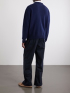 FRAME - Logo-Embroidered Cashmere Sweater - Blue