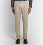 Altea - Bowery Tapered Pleated Linen-Blend Trousers - Neutrals