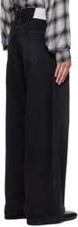 stein Black Deformation Wide Jeans