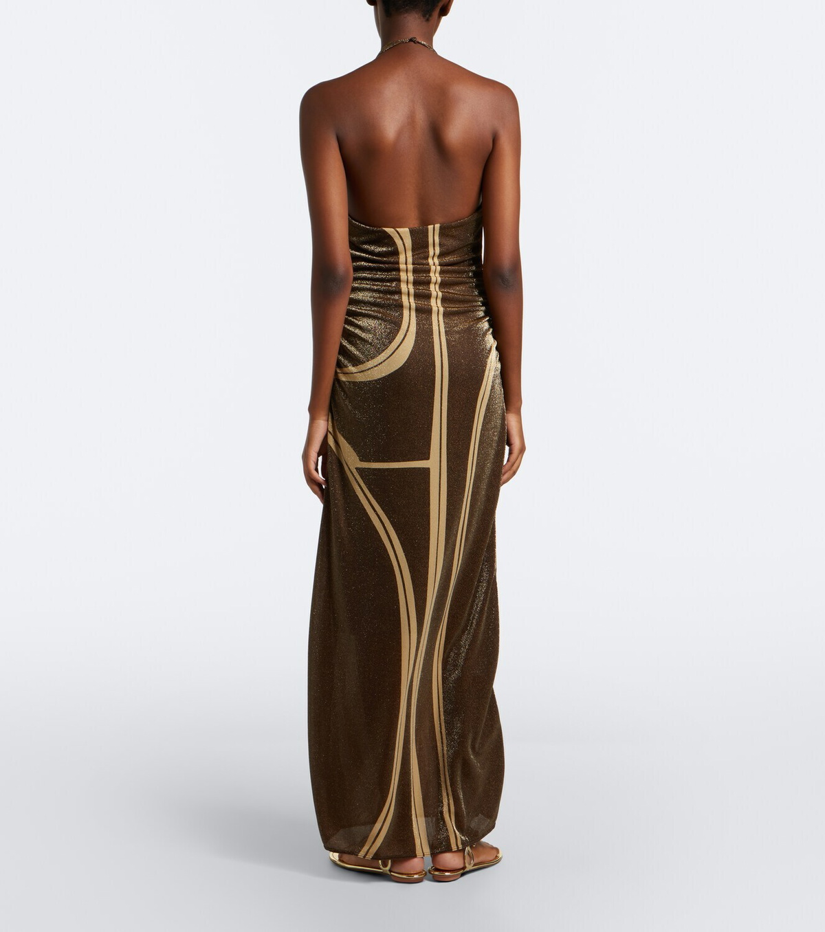 Cala de la Cruz Cairo draped glitter printed gown