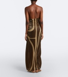 Cala de la Cruz Cairo draped glitter printed gown
