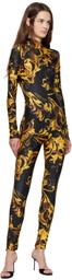 Versace Jeans Couture Black & Gold Barocco Porcelain Jumpsuit