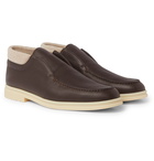 Loro Piana - Open Walk Cashmere-Trimmed Full-Grain Leather Boots - Brown