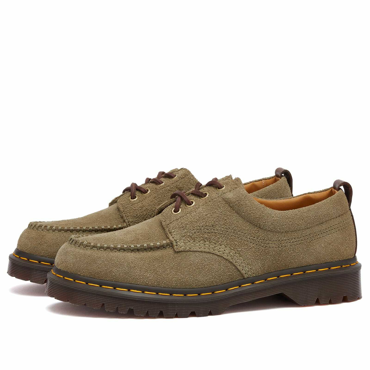 Dr. Martens Men's Lowell Hairy Suede Shoe Sneakers in Olive Dr