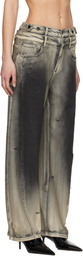Feng Chen Wang Gray Deconstruction Washed Jeans
