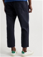 Alex Mill - Straight-Leg Cropped Slub Cotton and Linen-Blend Drawstring Trousers - Blue