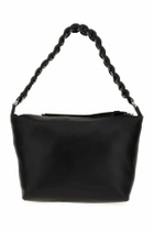 Kara Black Nappa Leather Lattice Shoulder Bag