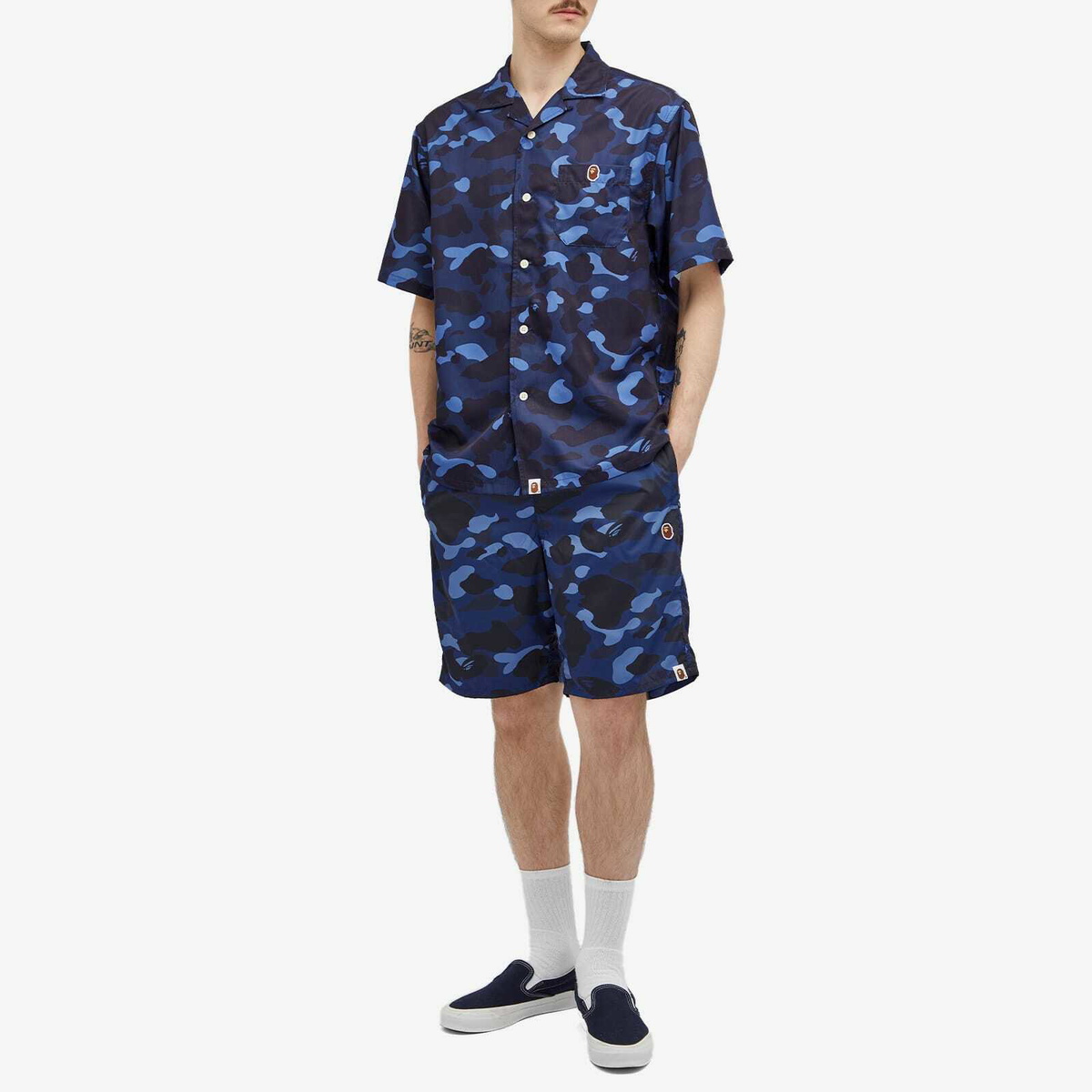 A Bathing Ape Men's Colour Camo One Point Vacation Shirt in Navy