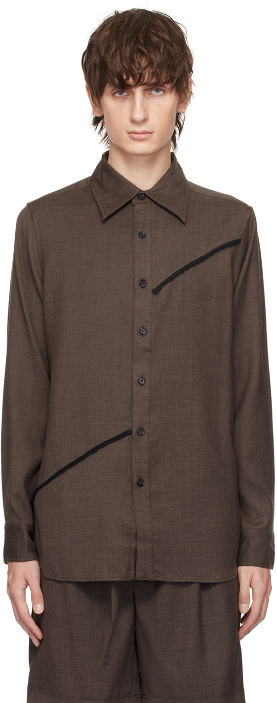 The World Is Your Oyster Brown Button Shirt