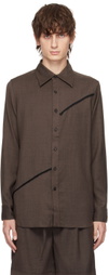 The World Is Your Oyster Brown Button Shirt