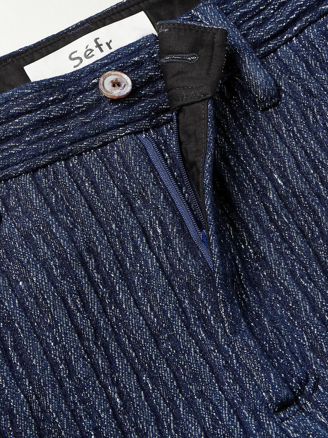 Séfr - Nasedo Straight-Leg Ribbed Cotton-Blend Bouclé Trousers - Blue