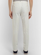 Loro Piana - Slim-Fit Washed Cotton-Blend Trousers - White