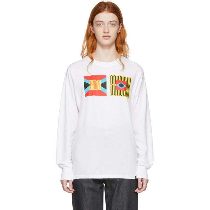 Proenza Schouler White PSWL Flag Long Sleeve T Shirt Proenza Schouler