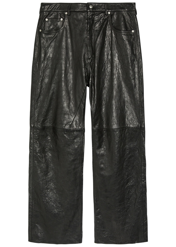 Photo: Rick Owens Geth Grained Leather Trousers Black