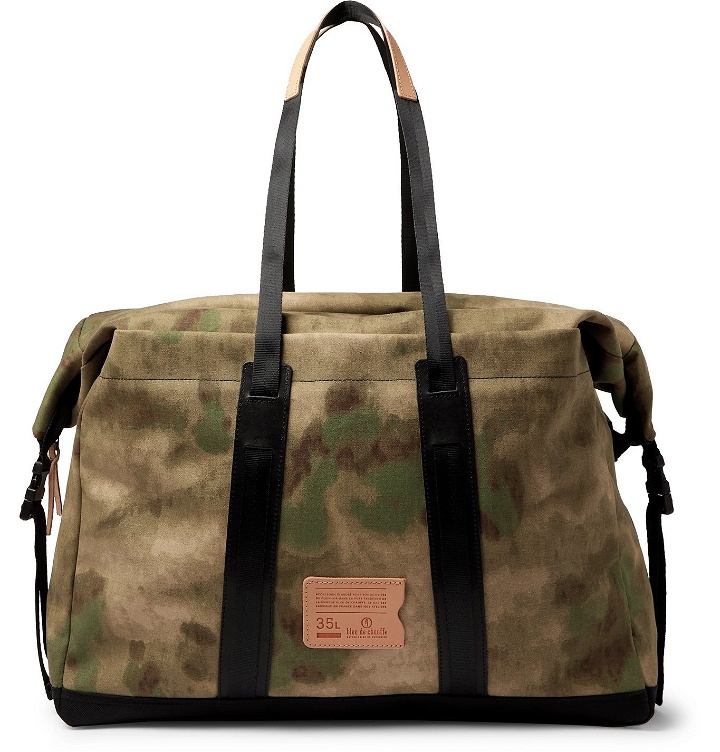 Photo: Bleu de Chauffe - Leather-Trimmed Camouflage-Print Cotton-Canvas Holdall - Green