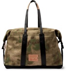 Bleu de Chauffe - Leather-Trimmed Camouflage-Print Cotton-Canvas Holdall - Green