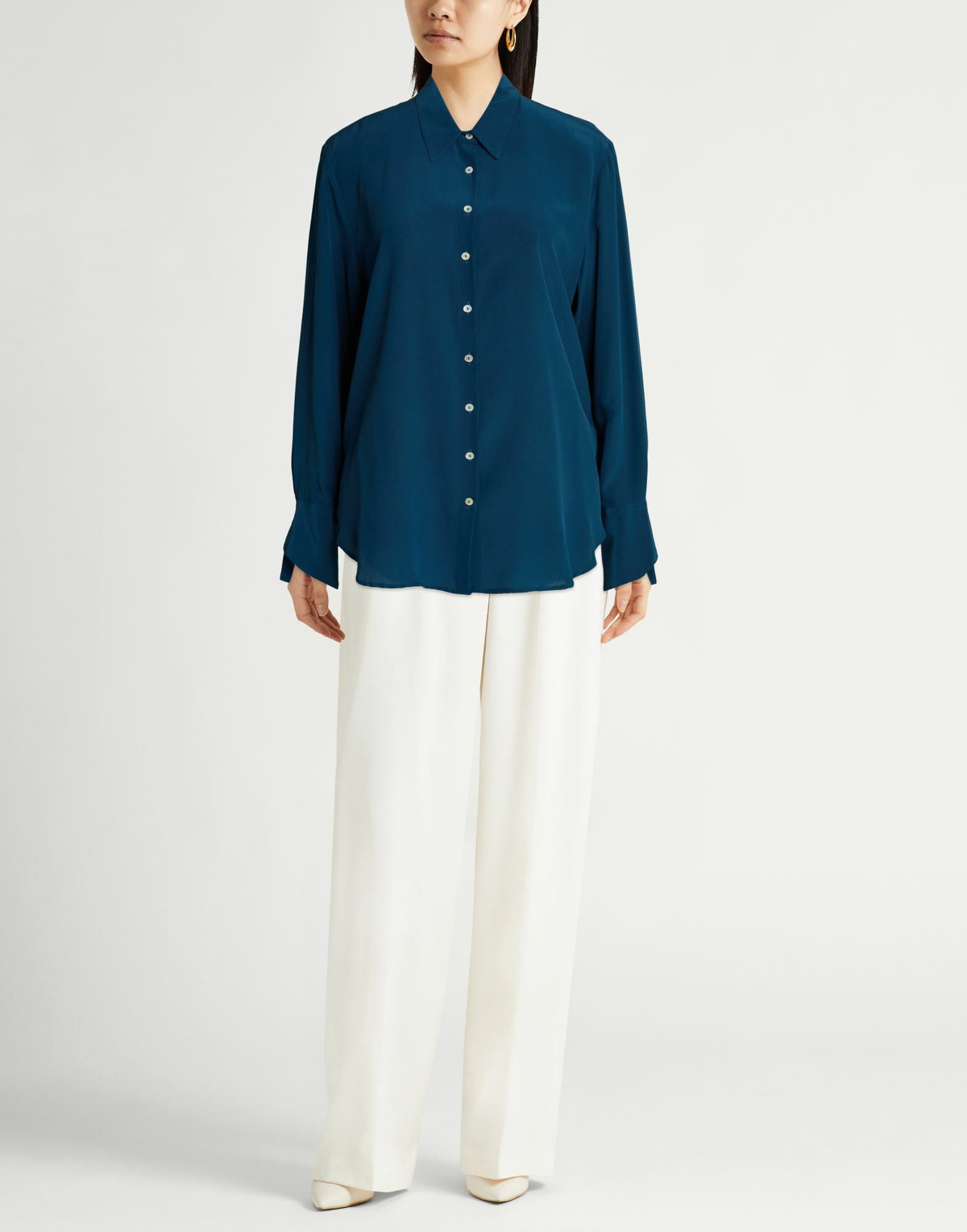 120% Lino Womens Shirt in Blue