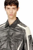 Diesel Leather coach jacket with biker print - Leather jackets Mens in Multicolor