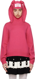 Charles Jeffrey LOVERBOY Pink Merino Rabbit Balaclava Hoodie