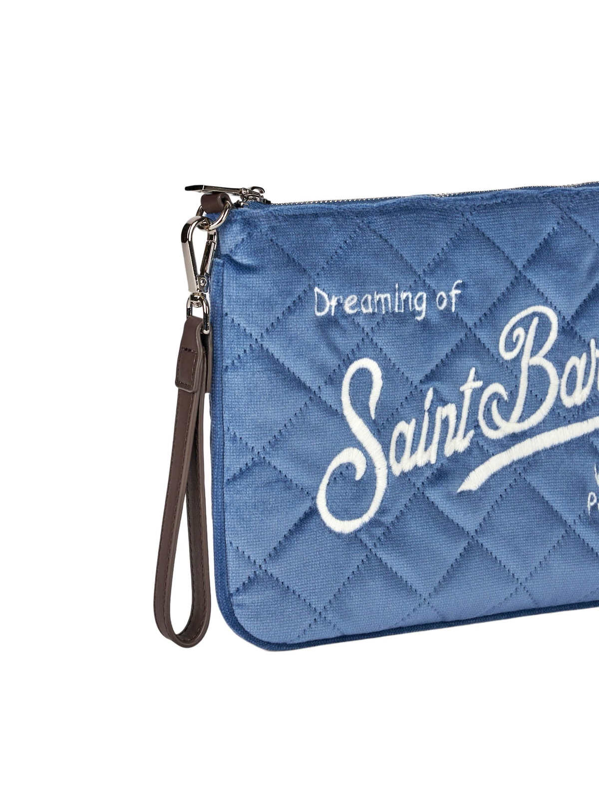 MC2 Saint Barth Light Blue Velvet Quilt Cross-body Pouch Bag Parisienne