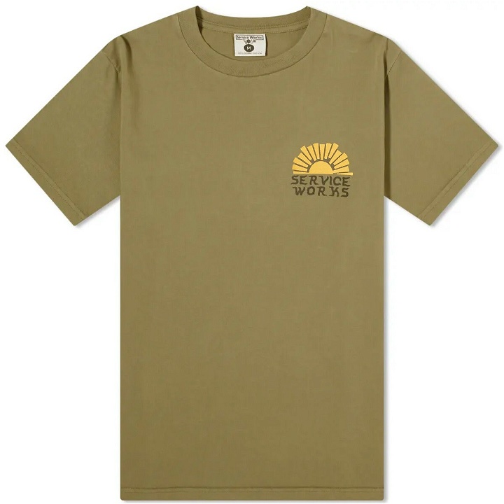 Photo: Service Works Men's Sunny Side Up T-shirt in Olive