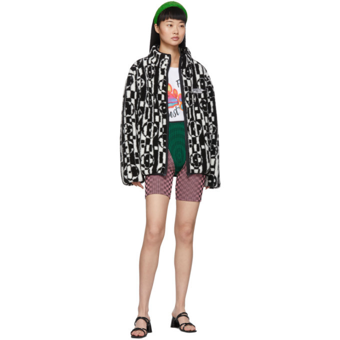 Ashley Williams Black and White Fleece Juju Jacket Ashley
