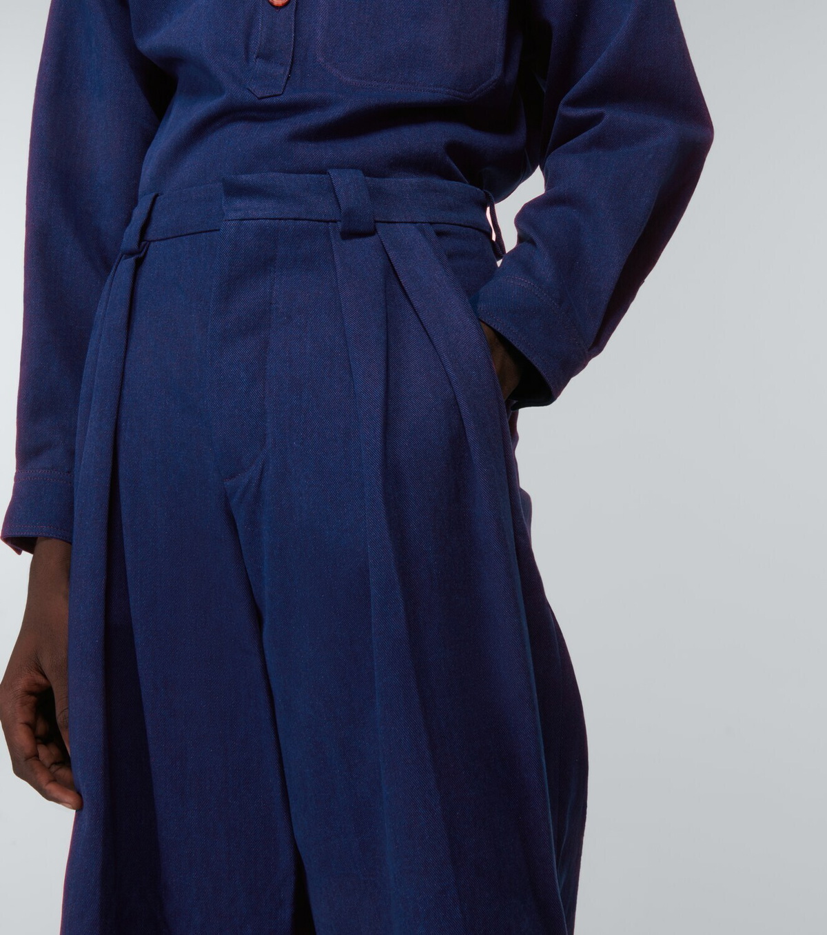 King & Tuckfield Pleated wide-leg denim pants